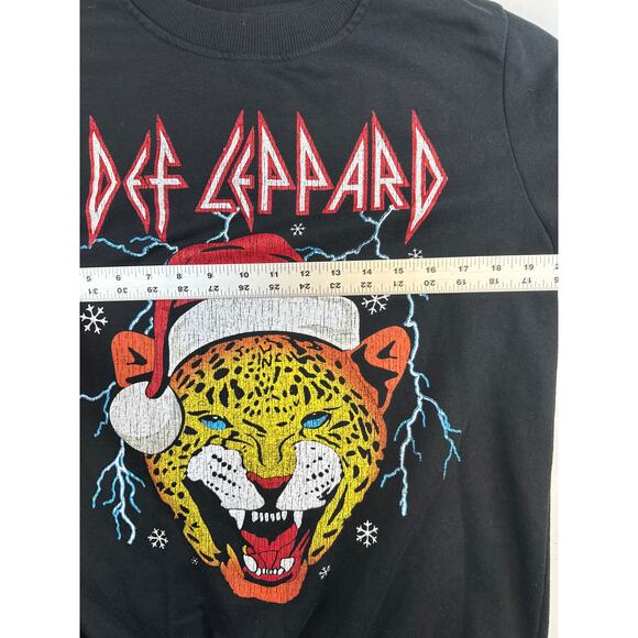 Def Leppard Retro Black Christmas Sweatshirt Sz Women's Large Lightening Rock - Picture 5 of 7